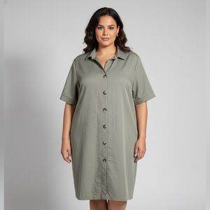 WEInfluence Khaki Green Short Sleeve Button Down Size 4X